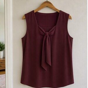 Burgundy Tie Neck Blouse